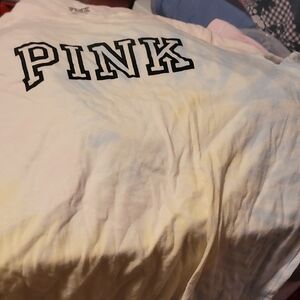 Victoria's Secret Yellow and White Short Sleeve Tee